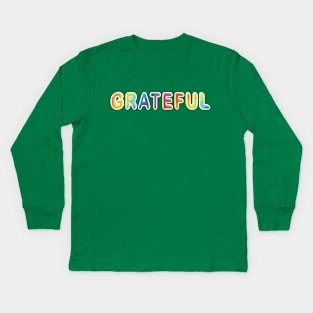 Always Grateful-Colorful Thanksgiving Design Kids Long Sleeve T-Shirt